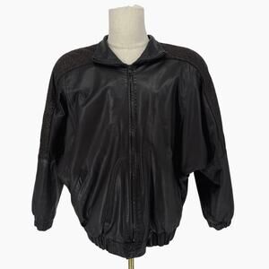 Vintage 1980s J Percy Marvin Richards Brown Bomber Leather Jacket Oversized M